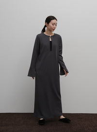 【Et】Botton Design Cut georgette I-line Onepiece