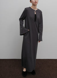 【Et】Botton Design Cut georgette I-line Onepiece