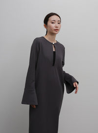 【Et】Botton Design Cut georgette I-line Onepiece