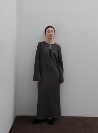 【Et】Botton Design Cut georgette I-line Onepiece