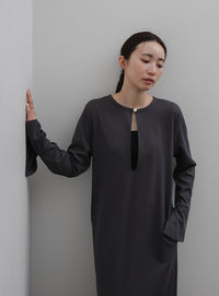 【Et】Botton Design Cut georgette I-line Onepiece
