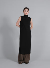 【Et】2Way Sheer Net Mock Neck Onepiece