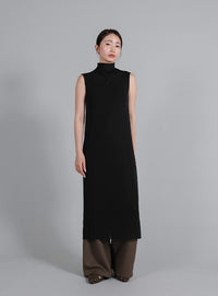 【Et】2Way Sheer Net Mock Neck Onepiece