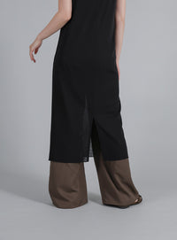 【Et】2Way Sheer Net Mock Neck Onepiece