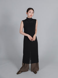 【Et】2Way Sheer Net Mock Neck Onepiece