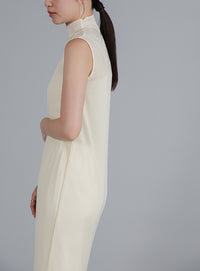 【Et】2Way Sheer Net Mock Neck Onepiece