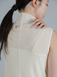 【Et】2Way Sheer Net Mock Neck Onepiece