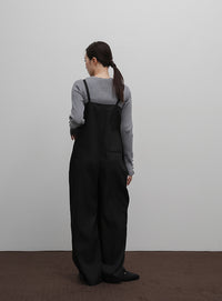 【Et】Nuanced wide-leg Salopette