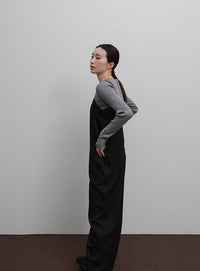 【Et】Nuanced wide-leg Salopette