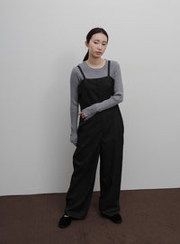 【Et】Nuanced wide-leg Salopette