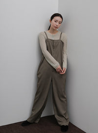 【Et】Nuanced wide-leg Salopette