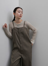 【Et】Nuanced wide-leg Salopette