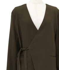【Et】Collarless Wrap Jacket