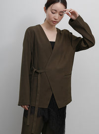 【Et】Collarless Wrap Jacket