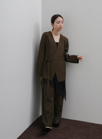 【Et】Collarless Wrap Jacket