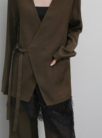 【Et】Collarless Wrap Jacket