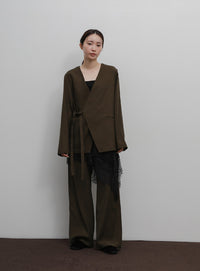 【Et】Collarless Wrap Jacket