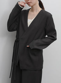 【Et】Collarless Wrap Jacket
