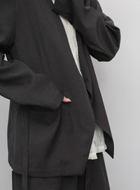 【Et】Collarless Wrap Jacket