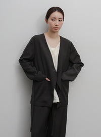 【Et】Collarless Wrap Jacket