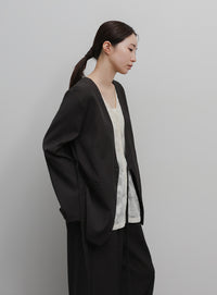 【Et】Collarless Wrap Jacket