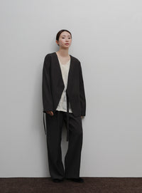 【Et】Collarless Wrap Jacket