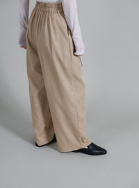 【Et】Two-Tuck Ribbon Straight Pants