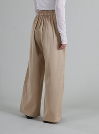 【Et】Two-Tuck Ribbon Straight Pants