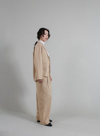 【Et】Two-Tuck Ribbon Straight Pants