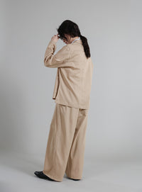 【Et】Two-Tuck Ribbon Straight Pants
