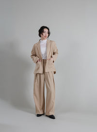 【Et】Two-Tuck Ribbon Straight Pants