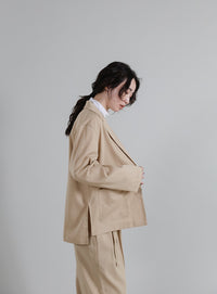 【Et】Two-Tuck Ribbon Straight Pants