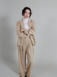 【Et】Two-Tuck Ribbon Straight Pants