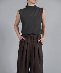 【Et】Twill Gathered Easy Wide Pants