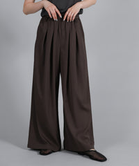 【Et】Twill Gathered Easy Wide Pants