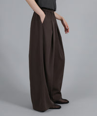 【Et】Twill Gathered Easy Wide Pants