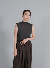 【Et】Twill Gathered Easy Wide Pants