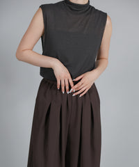 【Et】Twill Gathered Easy Wide Pants