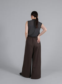 【Et】Twill Gathered Easy Wide Pants