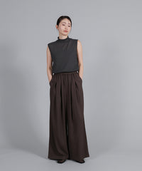 【Et】Twill Gathered Easy Wide Pants