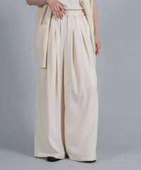 【Et】Twill Gathered Easy Wide Pants