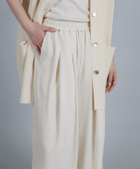 【Et】Twill Gathered Easy Wide Pants