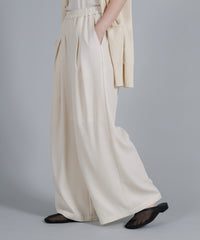 【Et】Twill Gathered Easy Wide Pants