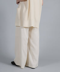 【Et】Twill Gathered Easy Wide Pants