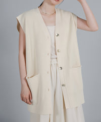 【Et】Twill Gathered Easy Wide Pants