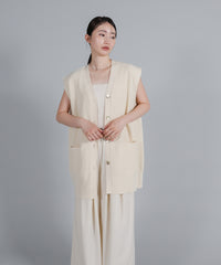 【Et】Twill Gathered Easy Wide Pants