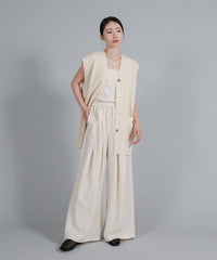 【Et】Twill Gathered Easy Wide Pants