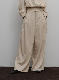 【Et】Two-Tuck Wide Strech Pants
