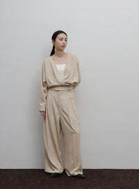 【Et】Two-Tuck Wide Strech Pants