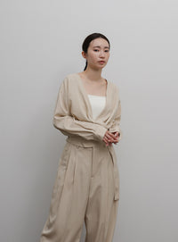 【Et】Two-Tuck Wide Strech Pants